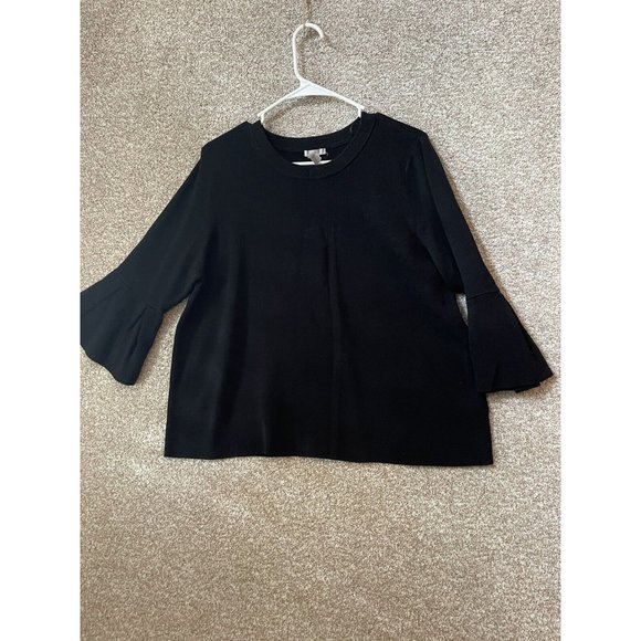 H&M Tops Hm Womens Black Flutter Sleeve Black Blouse Shirt Size Xl